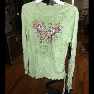 NWT Green butterfly top